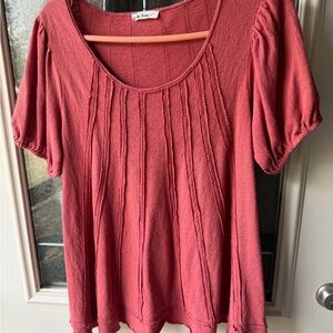 In Bloom Coral Short Sleeve Top